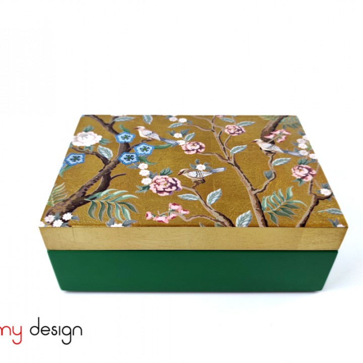 Rectangle lacquer box with flower branch in spring pattern 12*17*6 cm